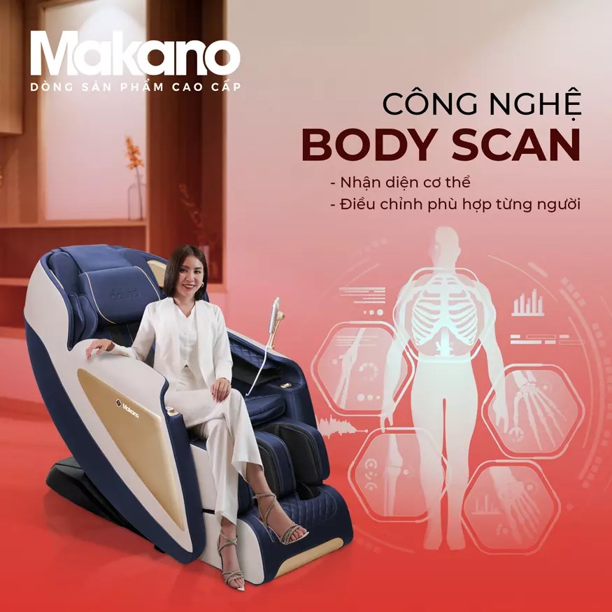 Ghế massage Makano MKGM-20006 được ứng dụng công nghệ AI với khả năng Body Scan